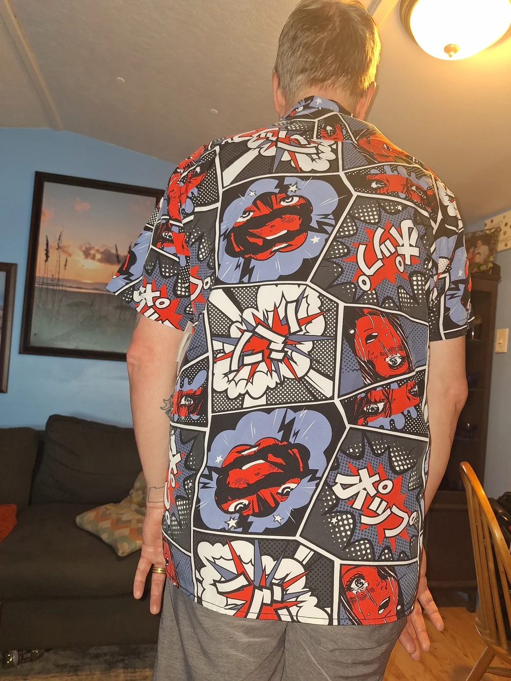 Fresh Prints Of Tokyo Men's Butyon-up Shirt XL All Over Manga Comics Anime NWT - Picture 3 of 5